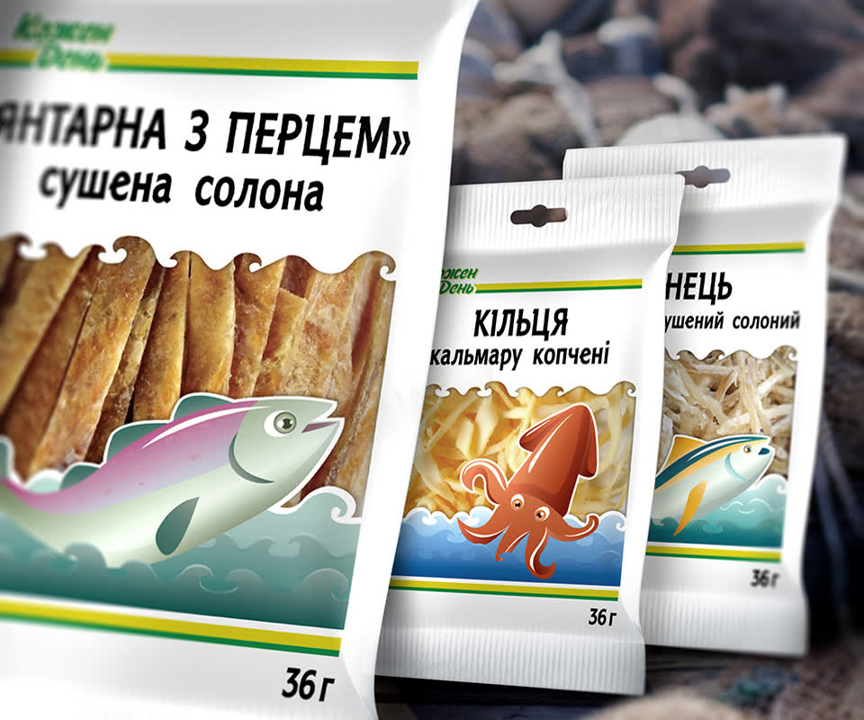 Дизайн снеків кальмарів для ТМ Кожен День