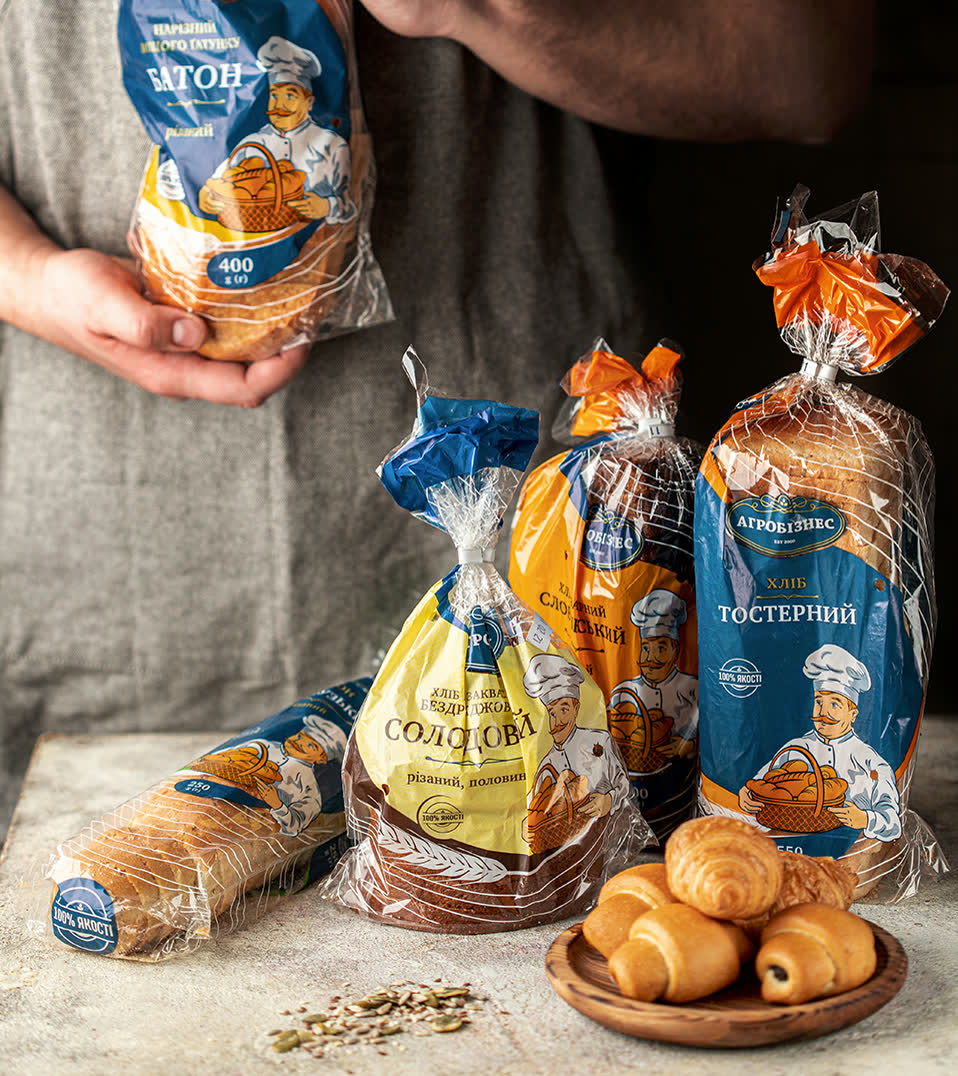 Ребрендинг та розробка дизайну продуктової лінійки хліба для компанії Агробізнес